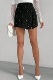 Pearl Embellished Skort with Side Slit