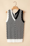 Contrast Chevron V Neck Knit Vest
