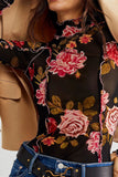 Floral Mesh Long Sleeve Blouse