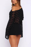 One-Shoulder Polka Dot Mesh Top