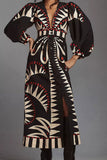 Geometric Print Long Casual Dress