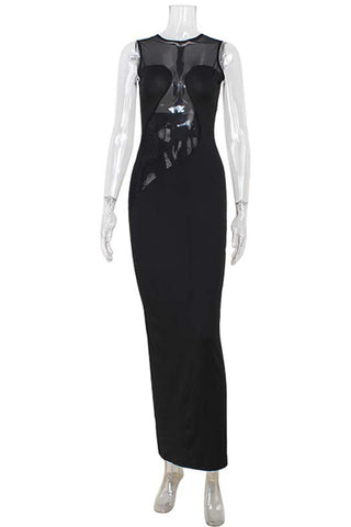 Elegant Sheer Panel Evening Gown