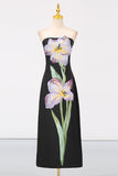 Strapless Floral Midi Dress