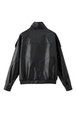 High Neck Faux Leather Jacket