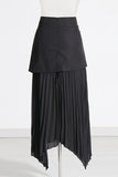 Button-Detail Pleated Skirt