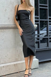 Strapless Midi Dress with Side Slit