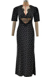 Polka Dot Maxi Dress with Lace Detail
