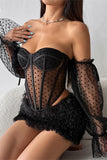 Off-Shoulder Sheer Bustier Top
