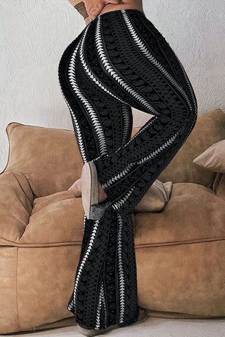 Geometric Pattern Flare Casual Pants