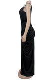 Draped Evening Gown with Fitted Bodice