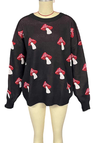 Playful Mushroom Pattern Sweater