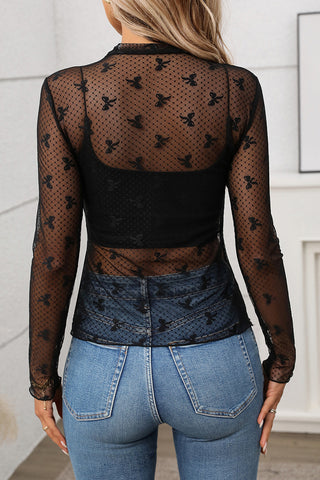 Sheer Long-Sleeve Top