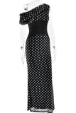 Off-Shoulder Polka Dot Night Dress