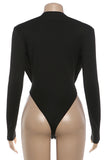 Draped Deep V-Neck Bodysuit