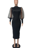 Elegant Puff Sleeve Casual Dress