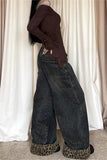 Leopard Accent Straight-Leg Jeans