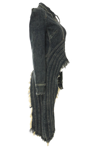 Asymmetric Zip-Up Denim Blazer