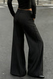 Wide-Leg Pinstripe Casual Pants