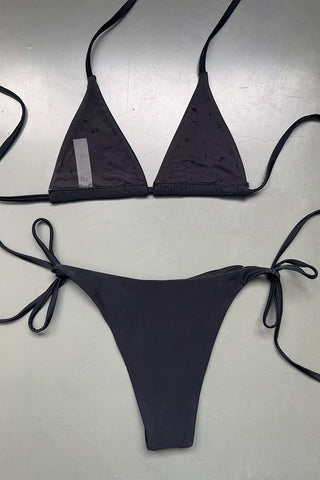 Triangle Bikini Set with Button Accents
