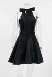 Halter-Neck Flare Evening Dress