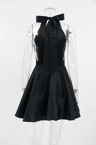 Halter-Neck Flare Evening Dress
