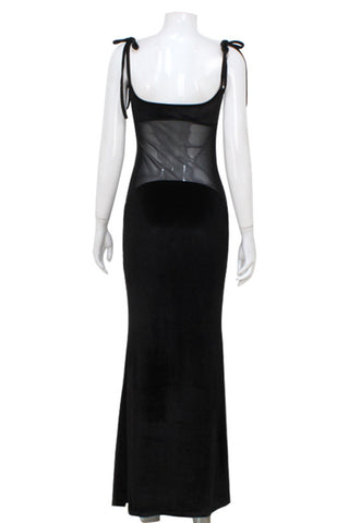 Sheer Panel Evening Maxi Dress