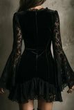 Lace-Sleeve Casual Mini Dress