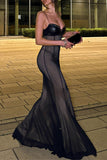 Strappy Sheer Panel Evening Dress