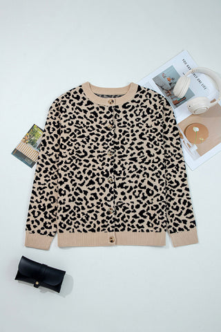 Button-Up Leopard Print Cardigan