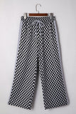 Checkered Drawstring Casual Pants