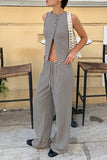 Striped Sleeveless Pants Set