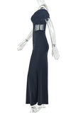 Off-Shoulder Evening Gown with Ruched Detail