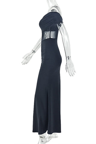 Off-Shoulder Evening Gown with Ruched Detail