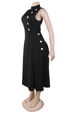 Side-Button Midi Dress