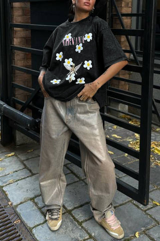 Floral Fairy Graphic Oversized Tee