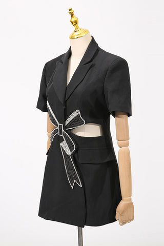 Elegant Bow-Detail Blazer Dress
