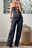 Strapless Cutout Denim Jumpsuit