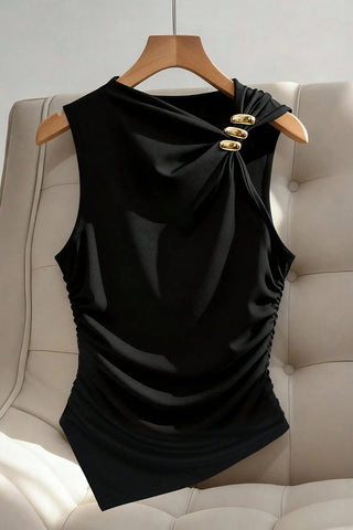 Asymmetric Ring-Detail Tank Top
