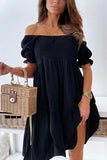 Off-Shoulder Smocked Casual Dress