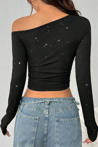 Off-Shoulder Long Sleeve Blouse