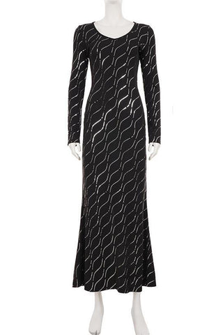 Elegant Evening Gown with Long Sleeves