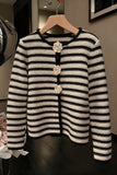Striped Cardigan with Decorative Buttons
