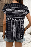 Geometric Print Keyhole T-Shirt