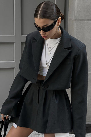 Chic Cropped Blazer and Skirt Set