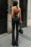 Cut-Out Halter Jumpsuit with Studs