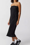 Ribbed Strapless Midi Dress