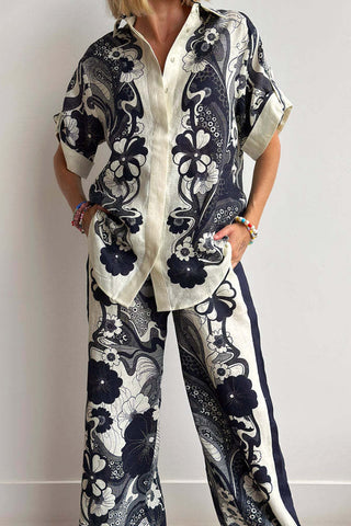 Floral Print Two-Piece Pants Set