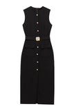 Sleeveless Button-Front Casual Dress