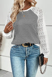 Textured Lace Patchwork Long Sleeve Top
