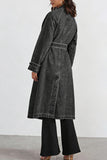 Waist-Tie Denim Trench Coat